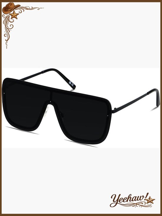 Accessories - Oversized Square Shield Sunglasses UV400 Protection Metal Frame